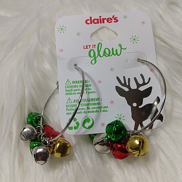 Claire's Christmas Jingle Bell Hoop Earrings - Picture 3 of 5